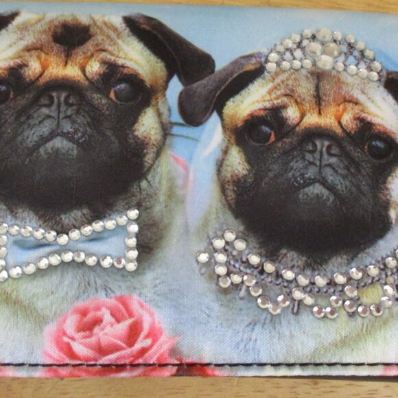 NWT! Vtg Bride and Groom Pug Dogs Wallet, Sequins, Floral, Blossom Collections - Picture 2 of 15